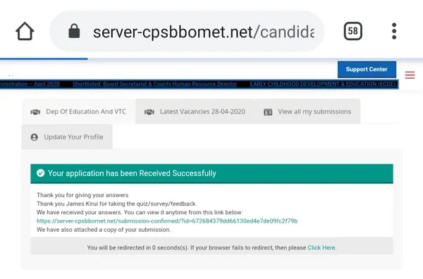 Bomet County Ecde Jobs Successful Application
