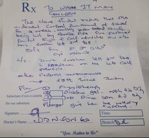 Tumu Tumu girls high school student's medical report 1.