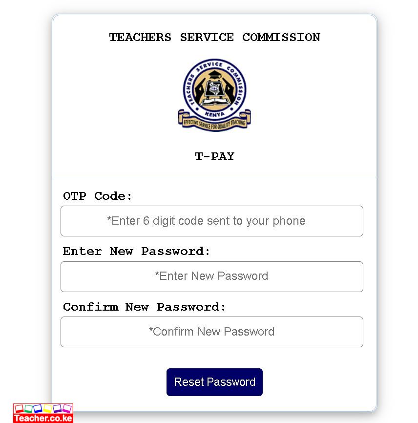 TSC Payslip online password reset.